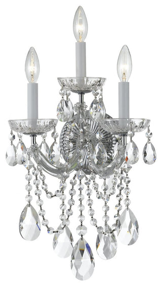 Crystorama 4423-CH-CL-SAQ, 3-Light Wall Mount, Polished Chrome