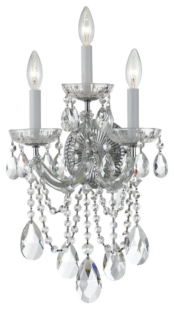 Crystorama 4423-CH-CL-SAQ, 3-Light Wall Mount, Polished Chrome