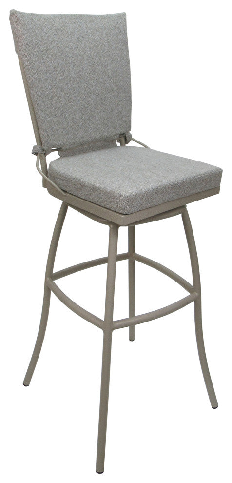 Outdoor Patio Bar Stool Jamey Without Arms, White Linen Beige, 30"