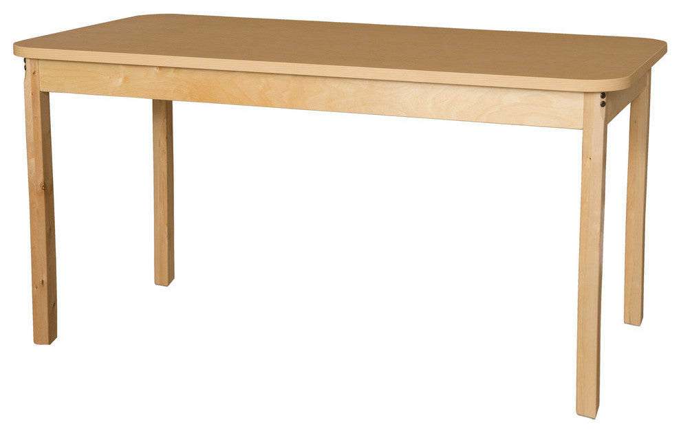Rectangle High Pressure Laminate Table With Hardwood Legs, 29"