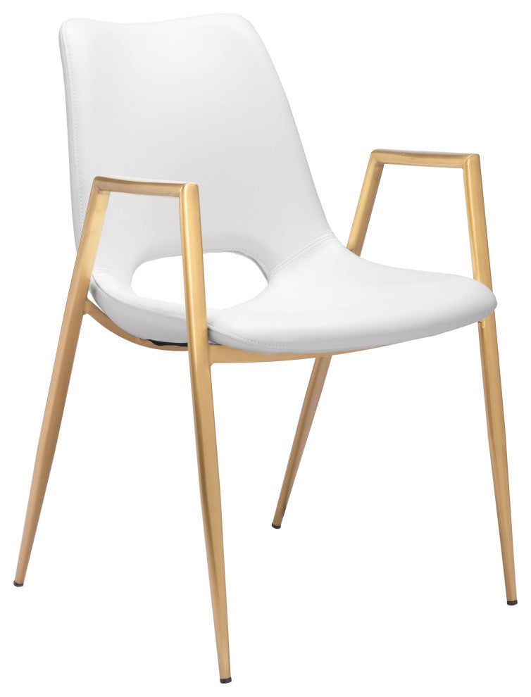Desi Dining Chair, Set of 2 White/Gold