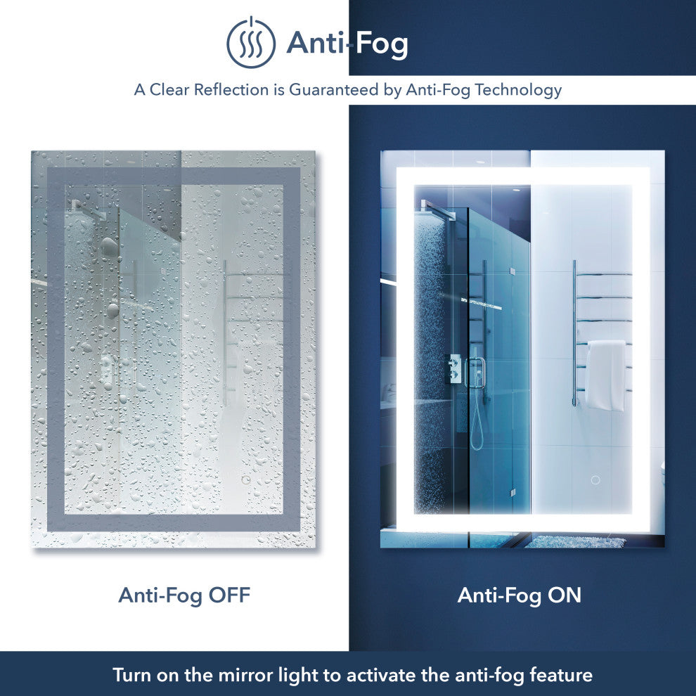 Remy Anti-Fog Front/Back-lit Bathroom Vanity Mirror, Touch Control, Height: 36"