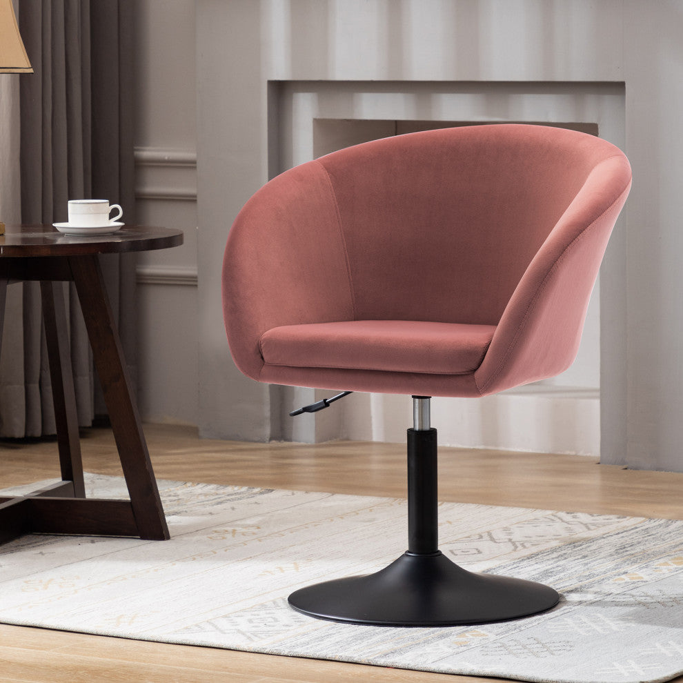 Minimalist Swivel Barrel Chair, Pink-Velvet