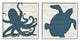 Nautical Blue Silhouette Octopus Sea Turtle Aquatic Animals,12 x 12