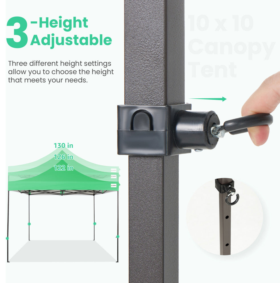 JEAREY Pop Up Canopy Tent, Outdoor Canopy, 4 Sand Bags, Dark Green, 10x10ft