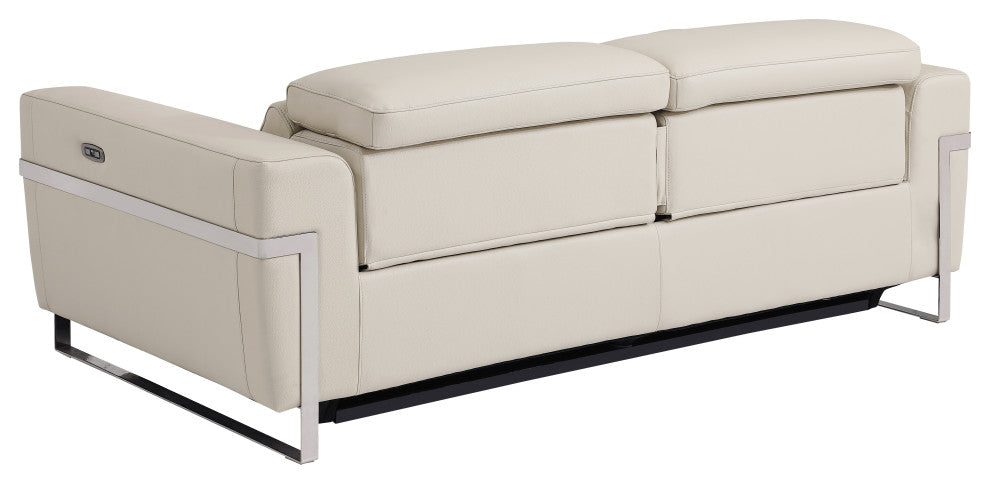 Prato Genuine Italian Leather Modern Sofa Set, Beige