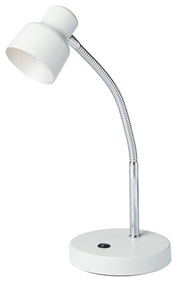 Benzara BM240380 Table Lamp With Adjustable Goose Neck and Shade, White