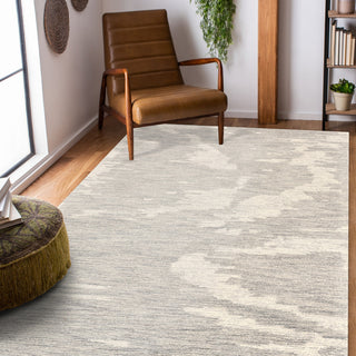 Mexico Abstract Ivory Gray Hand-Hooked Area Rug 8' x 10'