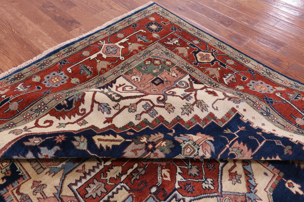 10' Square Heriz Serapi Hand Knotted Wool Rug - Q15995