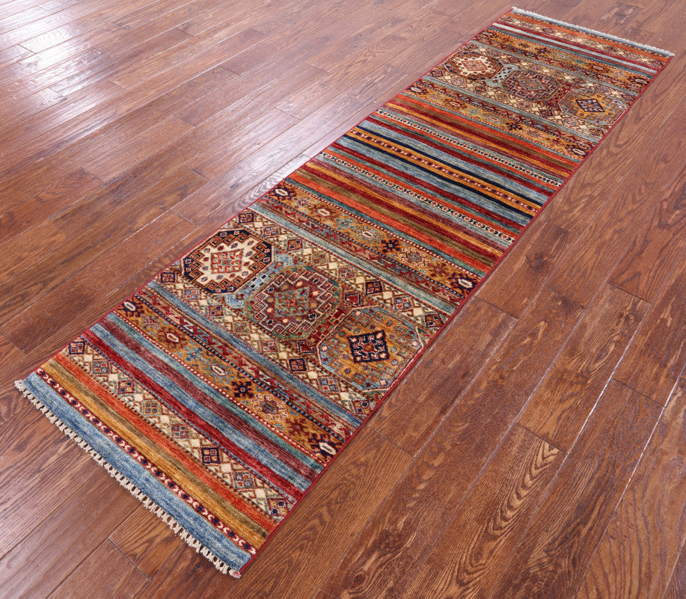 2' 4" X 8' 2" Khorjin Super Kazak Hand Knotted Wool Runner Rug Q10847