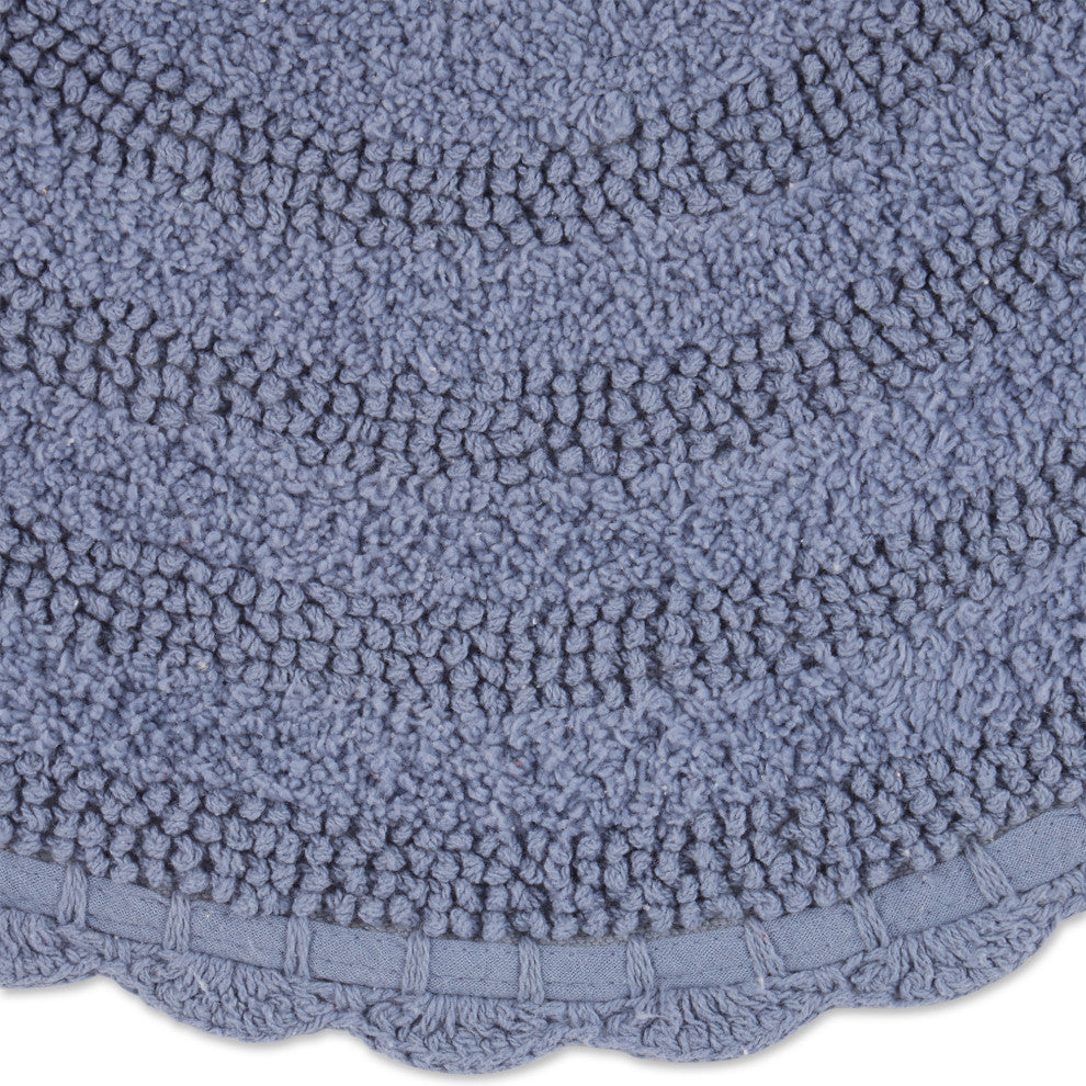 Stonewash Blue  Round Crochet Bath Mat
