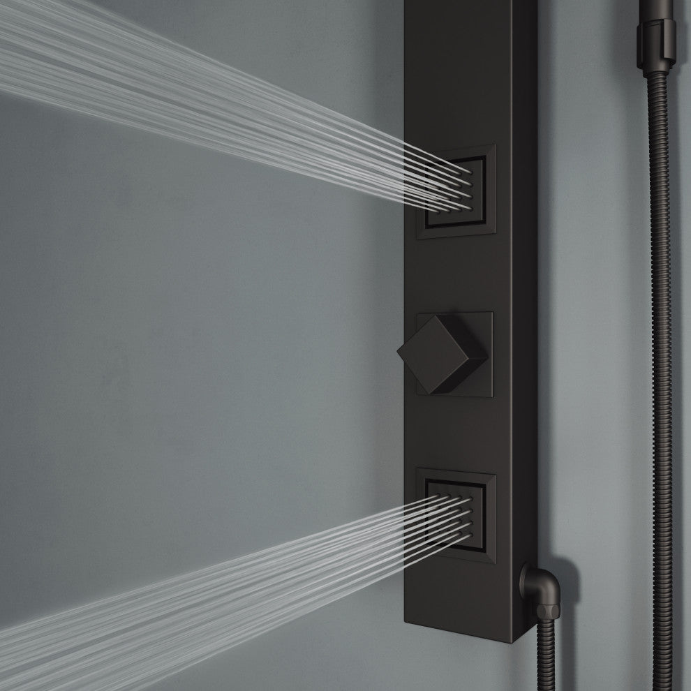 Orchid 39" H x 4" W 2-Jet Retro Shower Panel with Square Shower Head, Matte Black