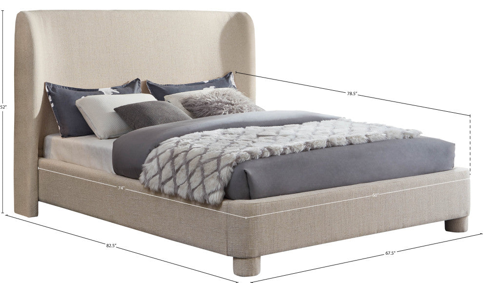 Penny Bed, Beige, Full, Linen Textured Fabric
