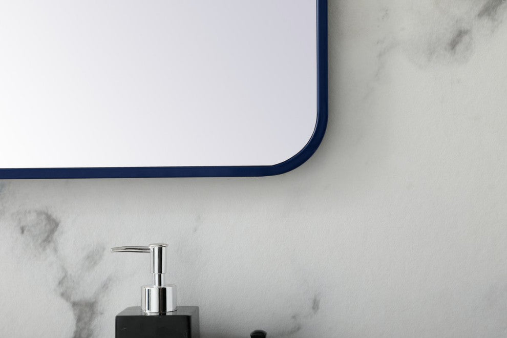 Elegant Decor MR802842BL Soft Corner Metal Rectangular Mirror, 28"x42", Blue