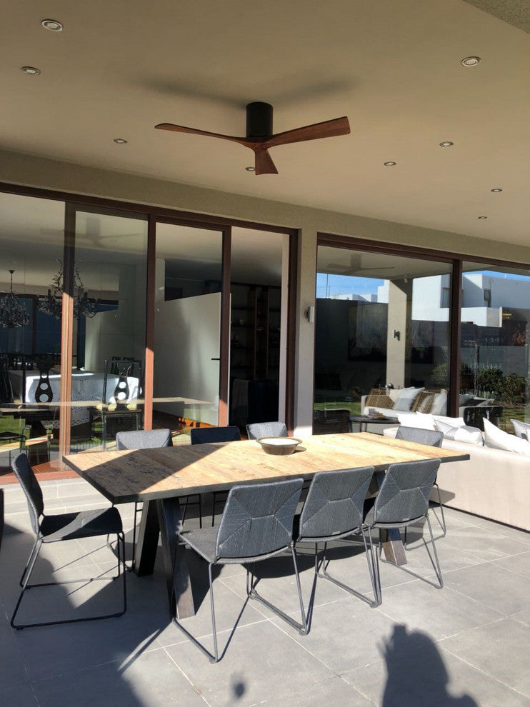 Irene-3 52" Hugger Ceiling Fan, Textured Bronze With Walnut Blades