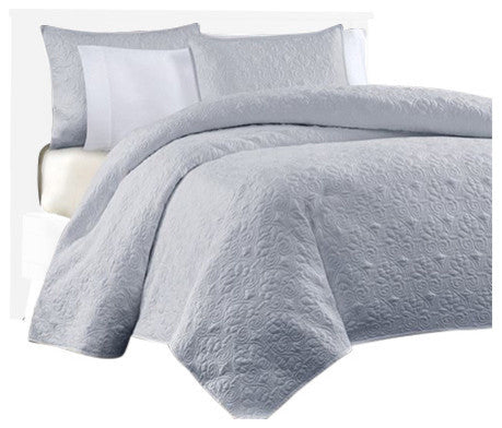 Madison Park Microfiber Quilted Coverlet Set, Gray