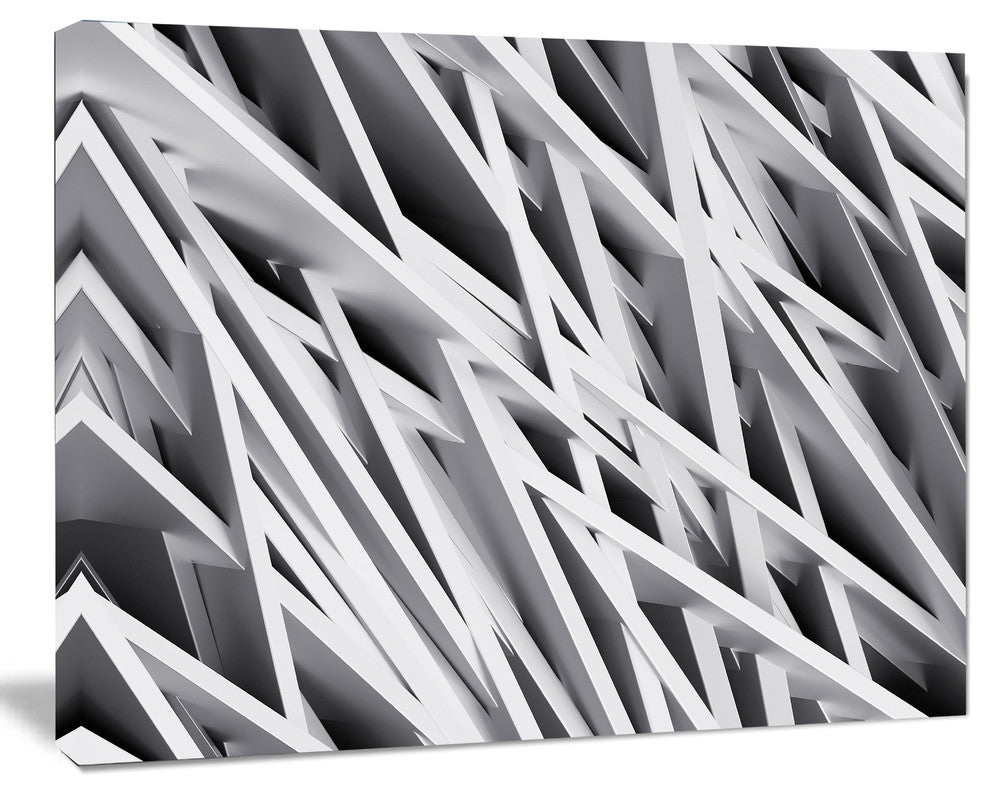 White Geometric, Abstract Canvas Art Print, 40"x30"