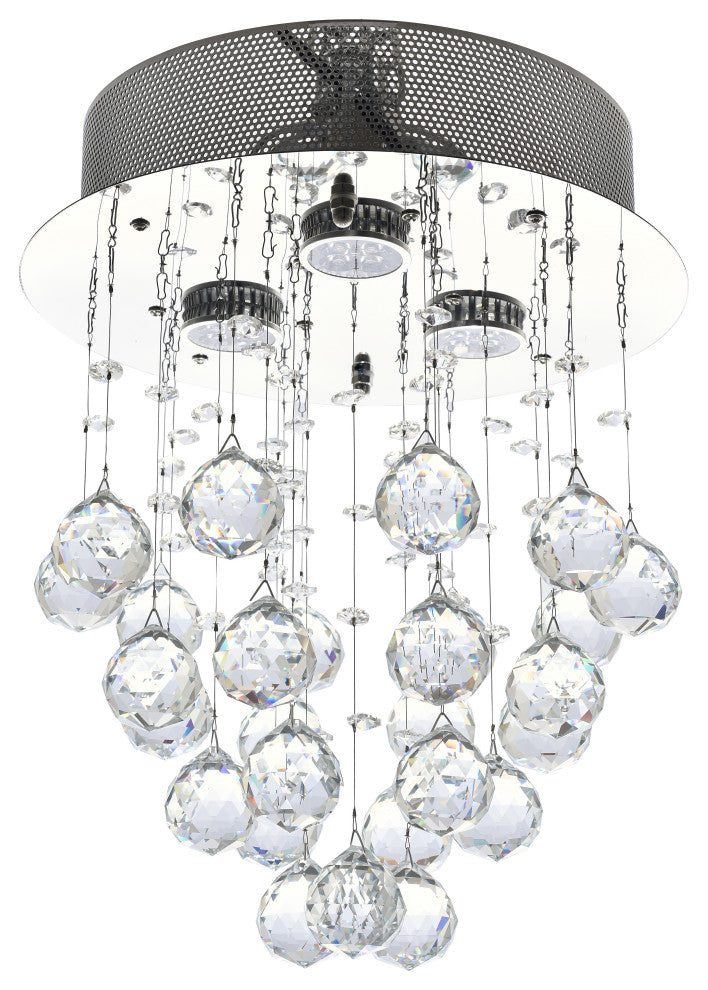 Clear Crystal Ball Drop Flushmount With Chrome Frame
