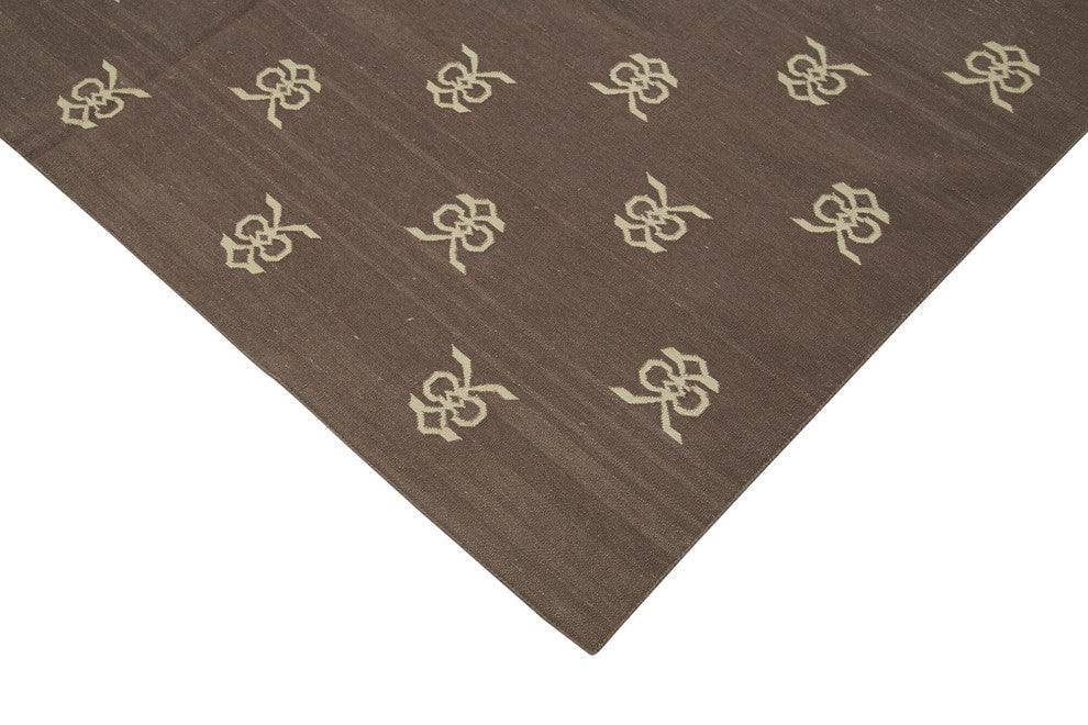 Rug N Carpet - Handmade Wool 6' 1'' x 8' 10'' Modern Design Dhurrie Kilim Rug