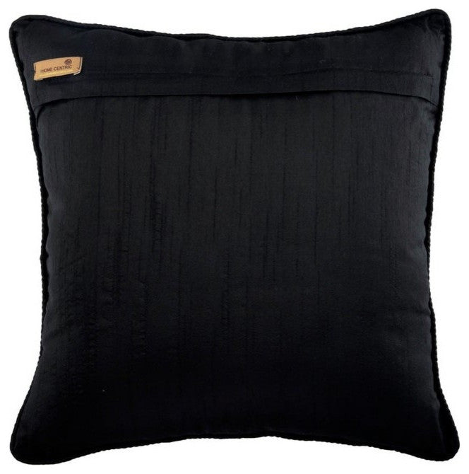 Black & Grey Fabric Burnout Velvet 16"x16" Pillow Cover, Victorian Black