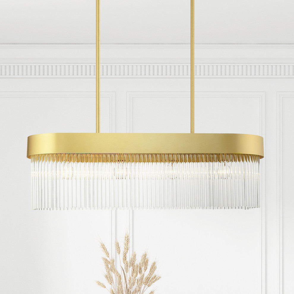 Livex Lighting Norwich 4 Light Soft Gold Linear Chandelier