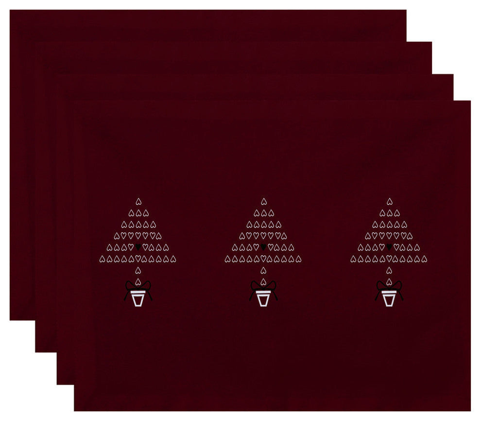 Hearty Holidays, Holiday Print Placement, Cranberry And Burgundy, Set of 4