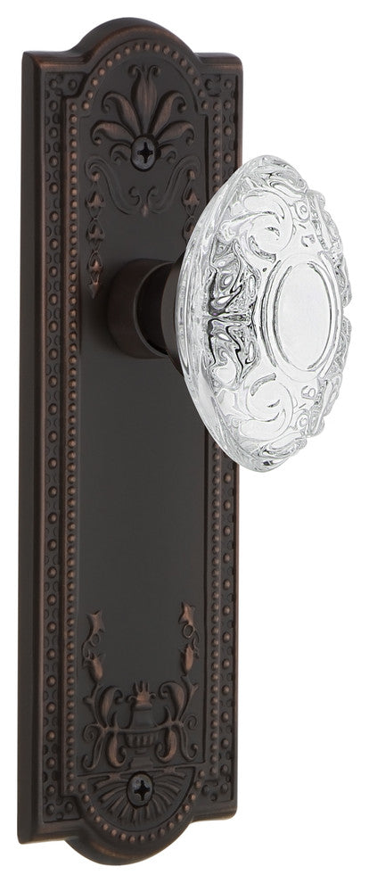 Meadows Plate Privacy Crystal Victorian Knob, Timeless Bronze, 2.75"