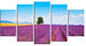 "Remote House And Tree in Lavender Field" Landscape Wall Art, 5 Panels, 60"x32"