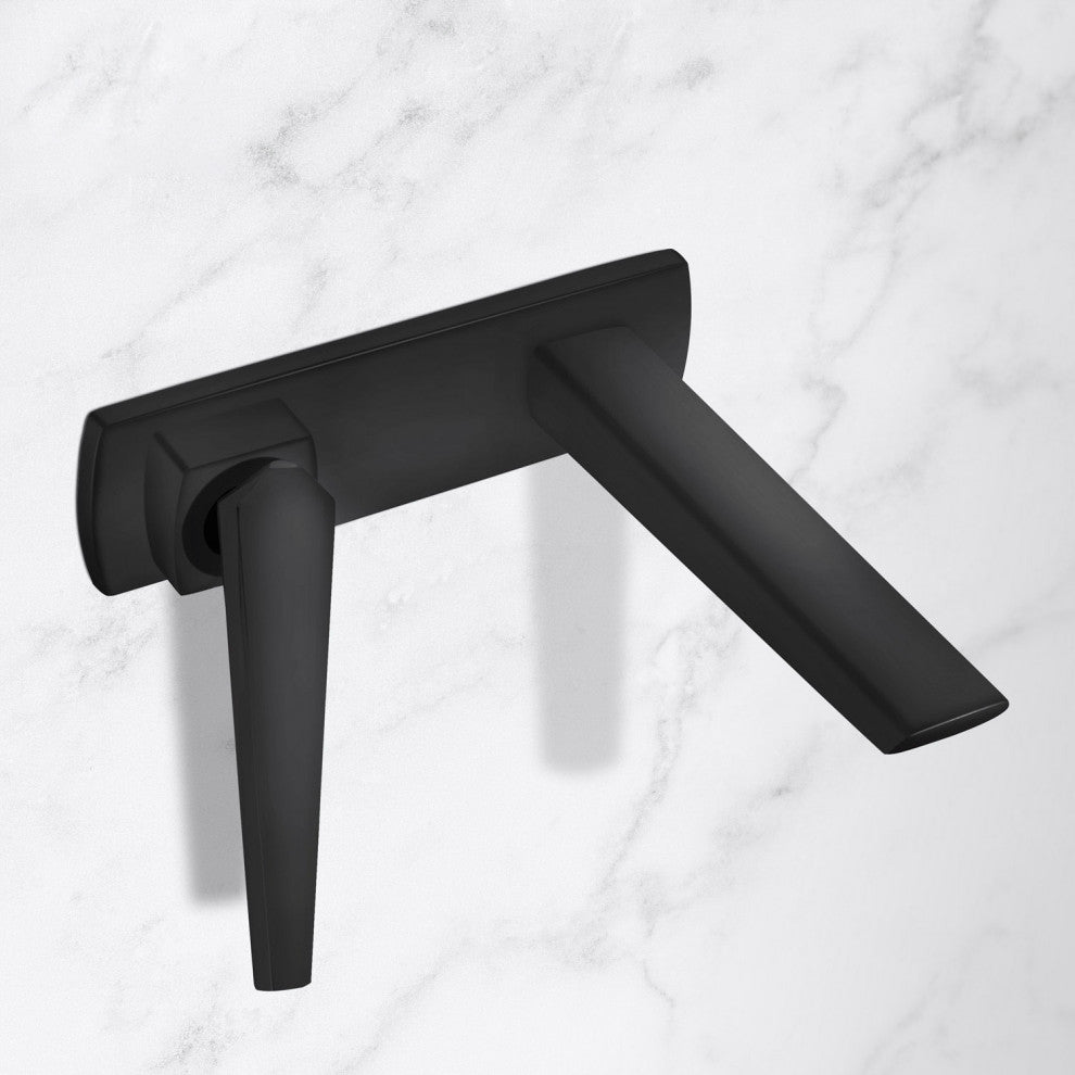 Nia Luxury Wall-Mount Bathroom Faucet, Black, Without pop-up drain