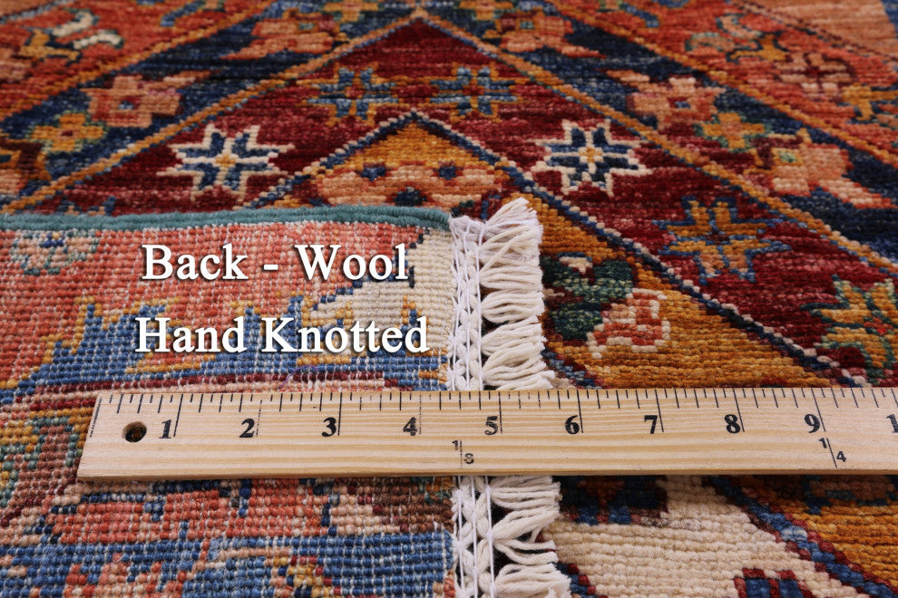 4' 2" X 6' 3" Handmade Super Kazak Wool Rug Q11263