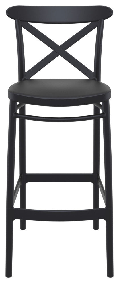 Cross Bar Stool, Set of 2, Black