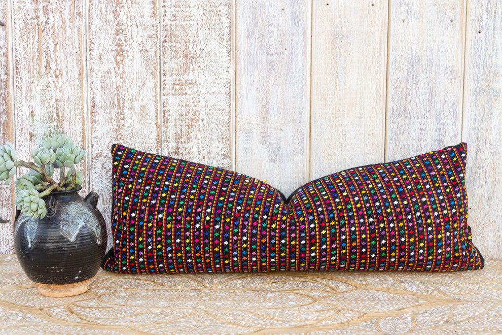 Long Vintage Mayan Brocade Itotia Pillow