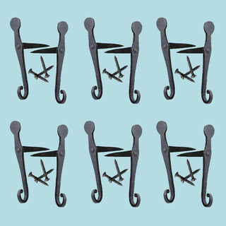 Black Shutter Dog Holders 7" L Wrought Iron Tail Shaped Rust Resistant Pack of 6
