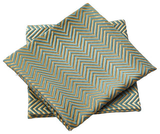 Chevron Jacquard Valance and Pillow Shell Sets , Deep Teal, 20" X 20" / 56" X 19