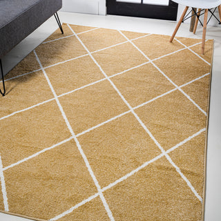 Cole Minimalist Diamond Trellis Gold/White 4'x6' Area Rug