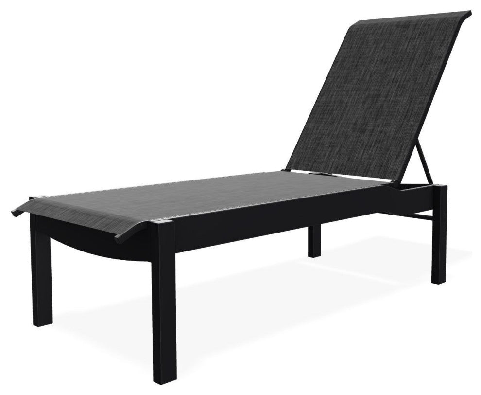 Leeward Sling Stackable Outdoor Chaise Lounge, Augustine Shadow/Black