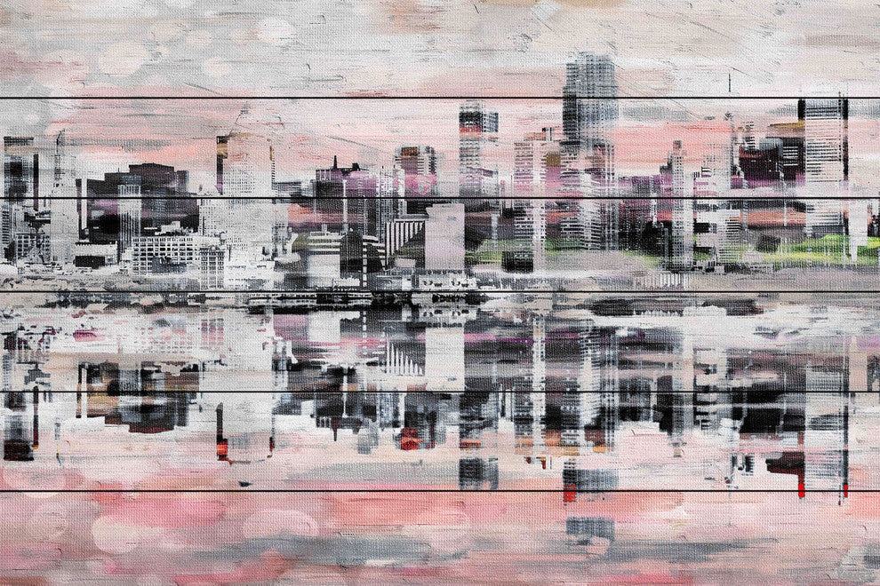 "Picturesque NYC" Print on White Wood, 36"x24"