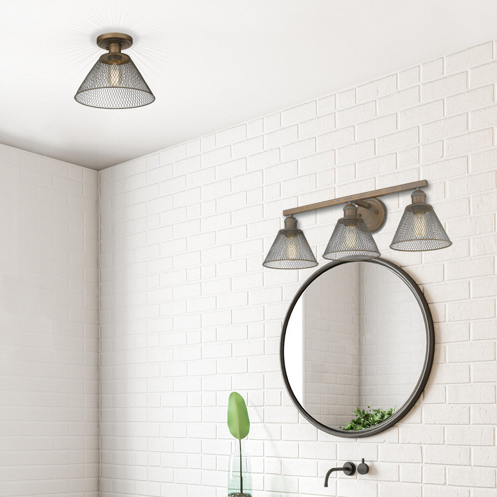 Golden Lighting Carver CP Semi-Flush, Copper Patina