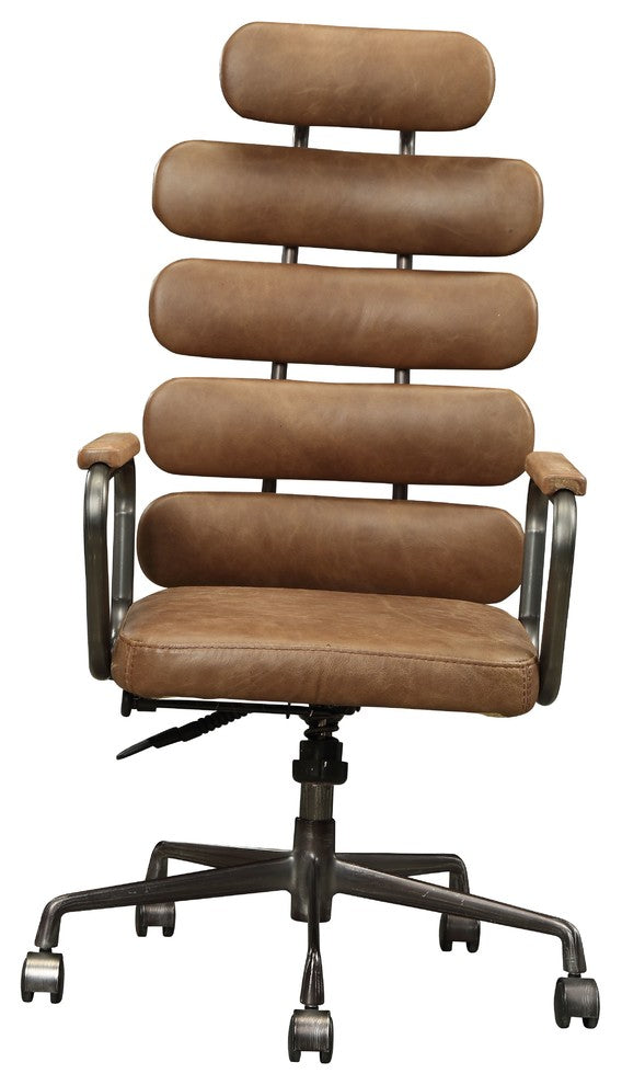 Acme Calan Executive Office Chair, Retro Brown Top Grain Leather