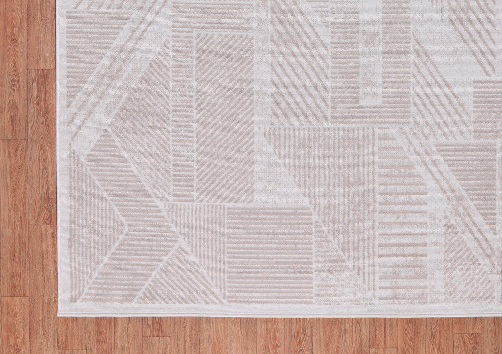 Low-Pile Auden Beige/Ivory Rug, Beige, 10'x14'