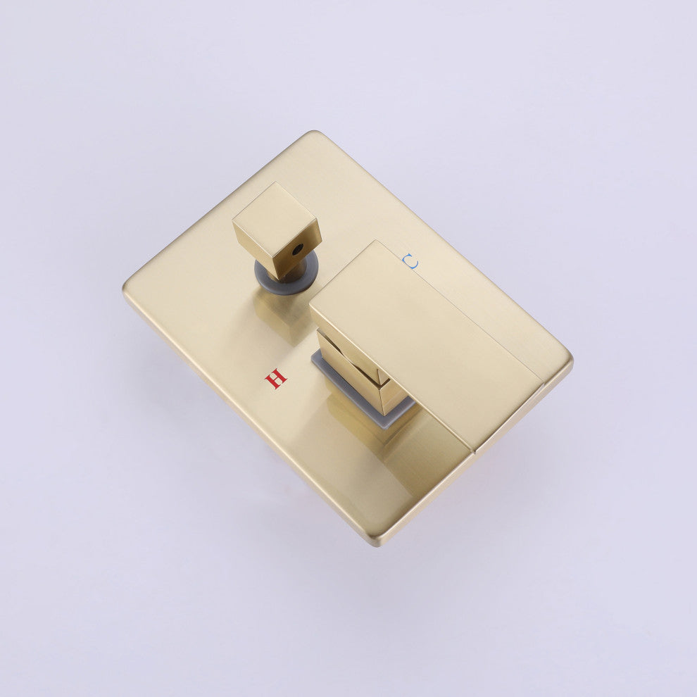Wall Mounted Pressure Balance Dual Handle Roman Tub Faucet with Hand shower, Bru
