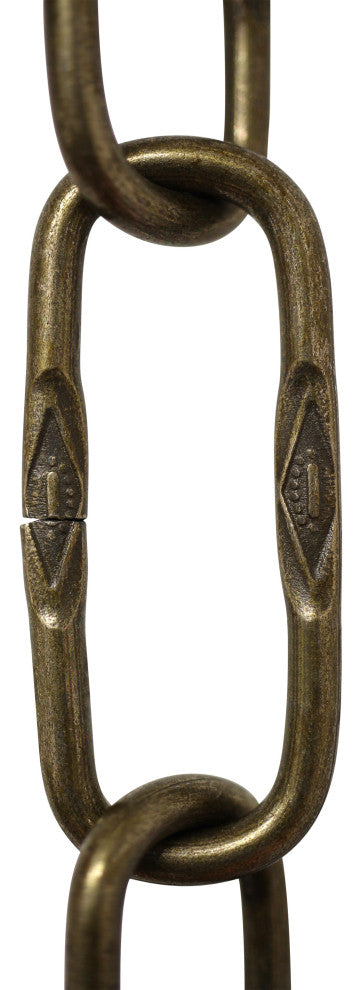 RCH Hardware Steel Spanish Chandelier Chain, 2 Sizes, 3'', Antique Brass, U52