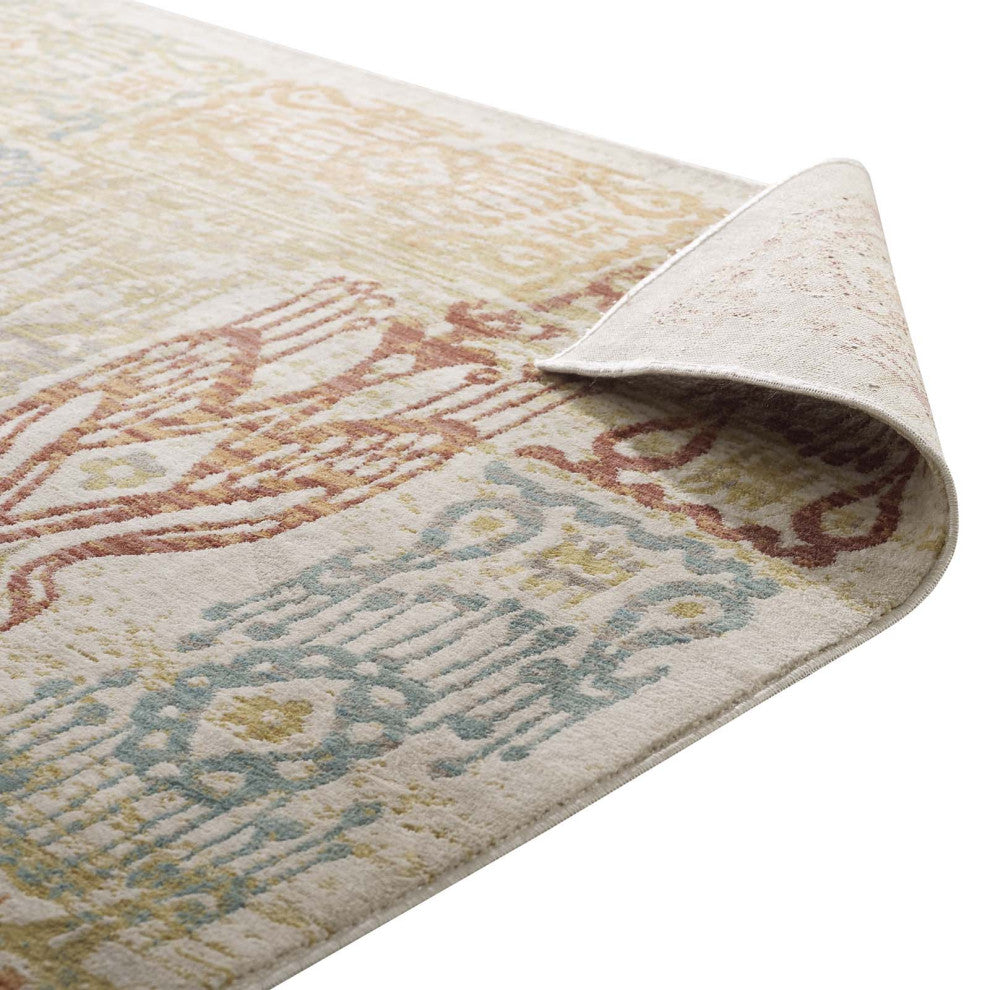 Multicolored Solimar Distressed Southwestern Aztec 8x10 Area Rug