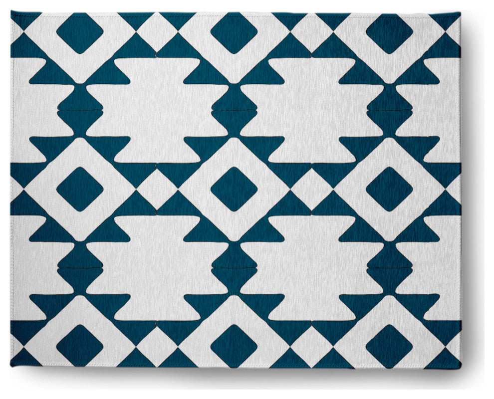Geometric Soft Chenille Area Rug, Dark Teal, 8'x10'