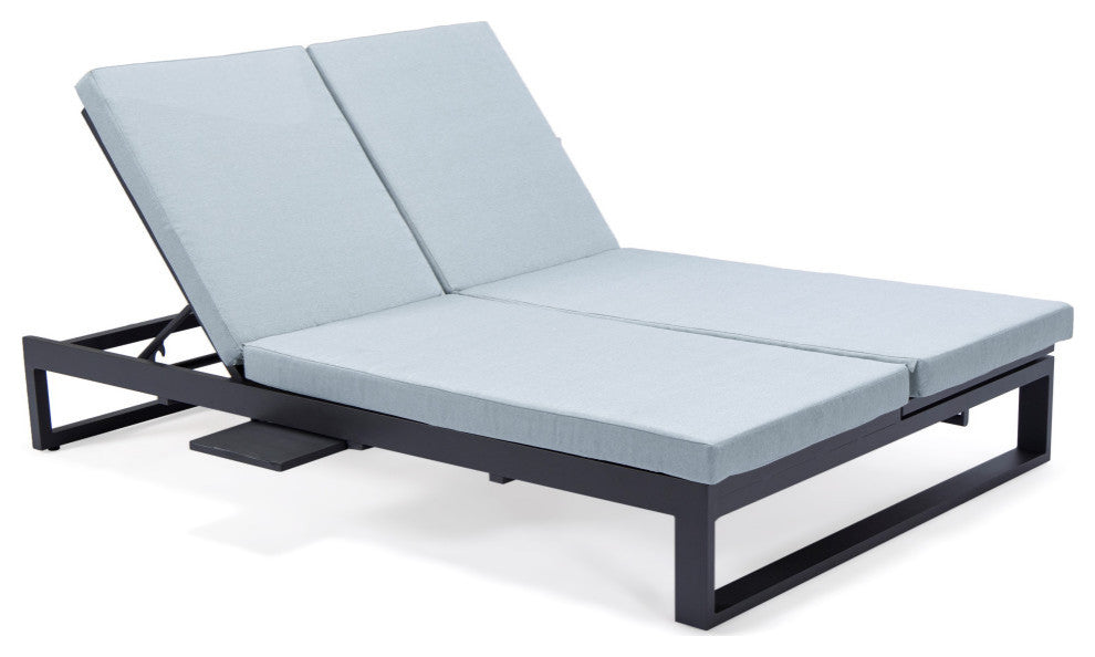 LeisureMod Chelsea Convertible 2-in-1 Sofa and Double Chaise Lounge, Light Gray