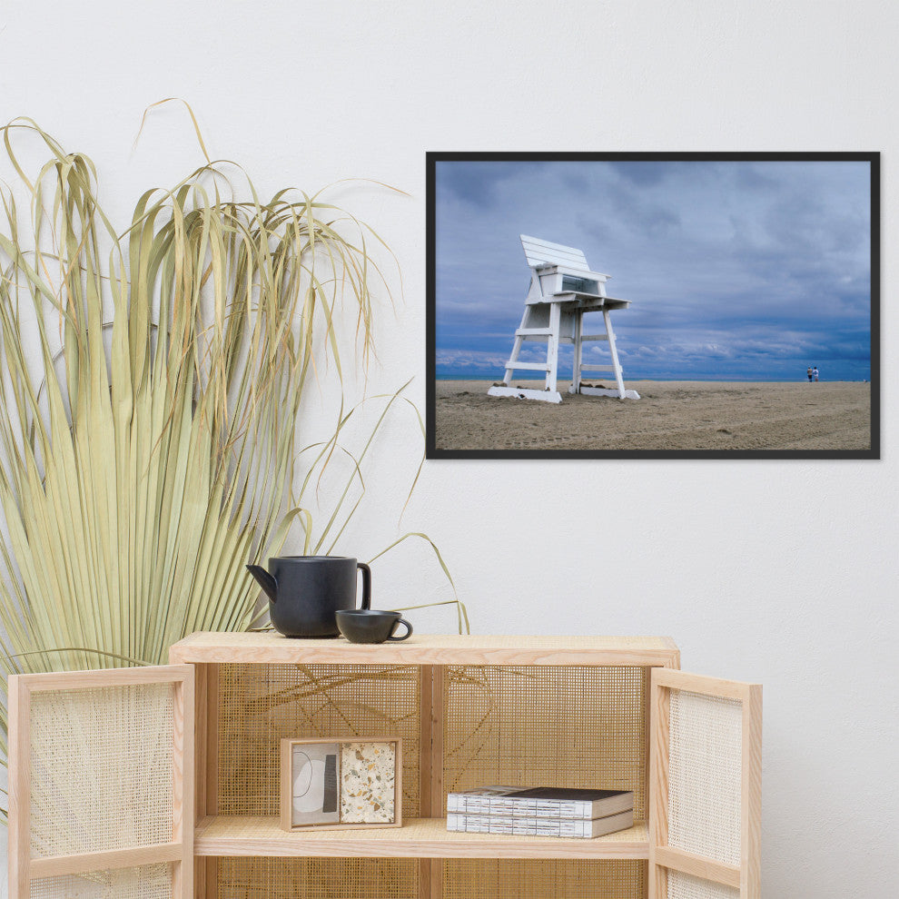 Approaching Storm Landscape Photo Paper Coastal Art Framed Wall Art Print, Black, 24" X 36"
