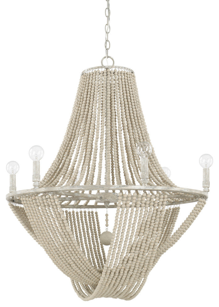 Capital Lighting 429561 Kayla 6 Light 29"W Beaded Chandelier - Mystic Sand