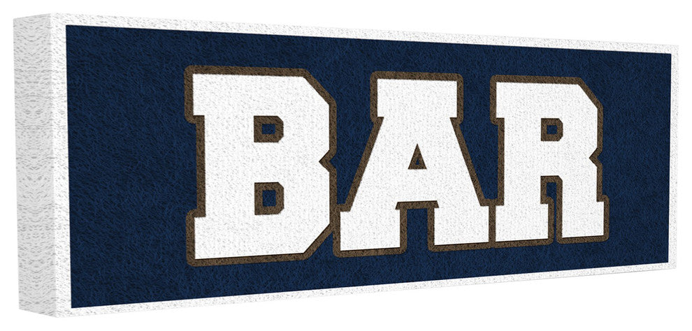 Bar Navy Brown Sports Jersey Look Stretched Canvas Wall Art, 10"x24"