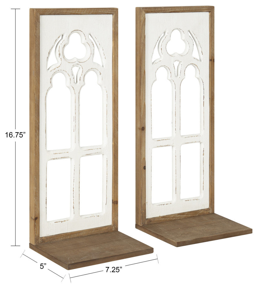 Mirabela Wood Wall Sconce Shelf Set, Brown 2 Piece