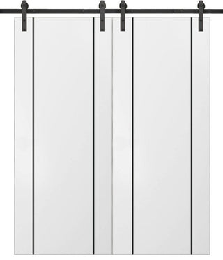 Sturdy Double Barn Door 36 x 96 with | Planum 0016 White Silk with  | 13FT